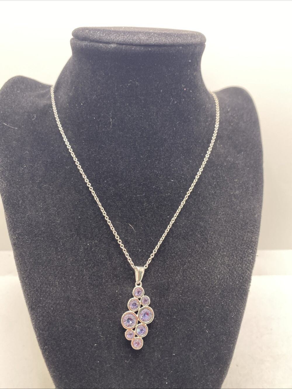 Womens Purple Gem Silver Tone Necklace